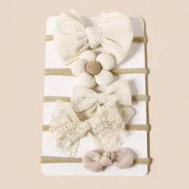 Комплект 5 броя Бебешки Ленти за Глава Beige