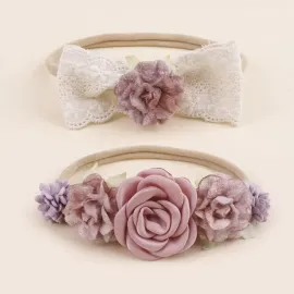 Детски Ленти за Глава Dark Pink Flowers Детски Ленти за Глава Dark Pink Flowers