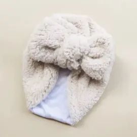 Бебешки плюшен тюрбан с панделка 
