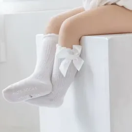 Бели Бебешки Чорапки с Панделка Cotton