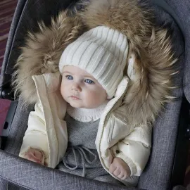 Плетена шапка с естествен помпон от ракун | Унисекс модел