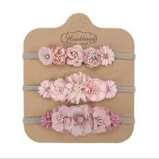 Комплект бебешки ленти за глава Petal Charm с цветя 