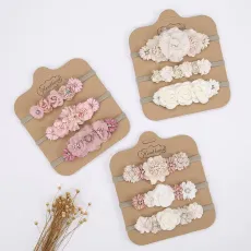 Комплект бебешки ленти за глава Petal Charm с цветя 