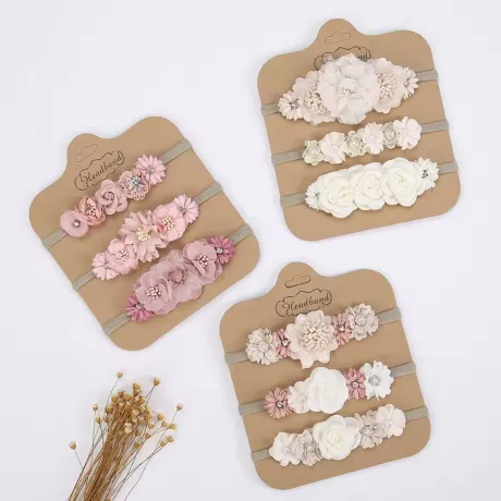 Комплект бебешки ленти за глава Petal Charm с цветя 