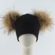 Плетена шапка с пухчета от естествен косъм  Baby Bear Плетена шапка с пухчета от естествен косъм  Baby Bear