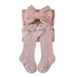 Комплект чорапки с панделка и лента за глава
