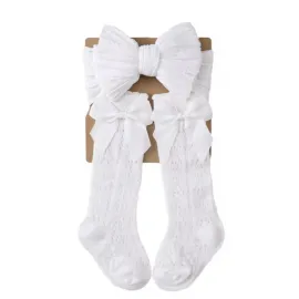 Комплект чорапки с панделка и лента за глава