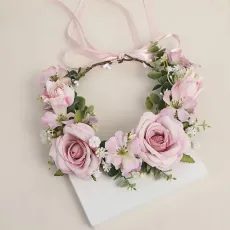 Венчета за глава с цветя – регулируем размер с панделка