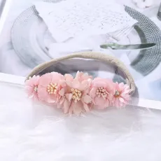 Бебешка лента за глава с розови цветчета Barbara
