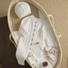Плетен бял ромпър с шапка  Just Sweet Baby
