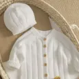 Плетен бял ромпър с шапка  Just Sweet Baby Плетен бял ромпър с шапка  Just Sweet Baby