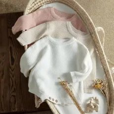 Бебешки плетен боди-пуловер от памук