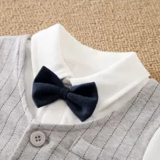 Бебешки ромпър в сиво и бяло от 100% памук  Mr. Gray 