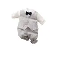 Бебешки ромпър в сиво и бяло от 100% памук Mr. Gray Бебешки ромпър в сиво и бяло от 100% памук Mr. Gray