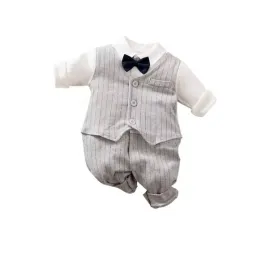 Бебешки ромпър в сиво и бяло от 100% памук  Mr. Gray 