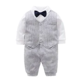 Бебешки ромпър в сиво и бяло от 100% памук  Mr. Gray 