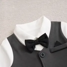 Бебешки ромпър за момче с папийонка Soft Gray 