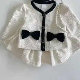 Детски елегантен комплект с бяла жилетка и пола White Lady