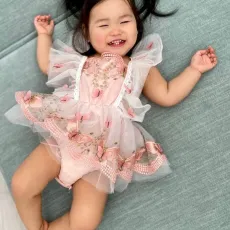 Бебешка боди рокля с тюл и пеперудки Pinky butterflies