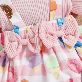 Бебешко боди в розово с понички и лента за глава Donut