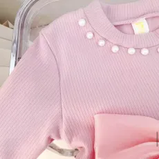 Детска рокля в бонбонено розово с перли и тюл Pink Milady