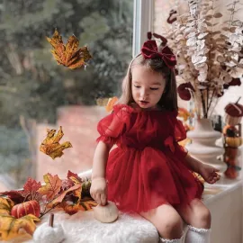 Червена Боди Рокля с Тюл Fairy Christmas 