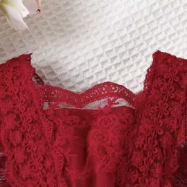 Червена Бебешка Боди с Пера - Рокля Mon Cher Red