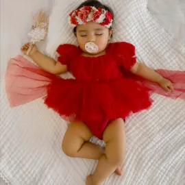 Червена Боди Рокля с Тюл Fairy Christmas 