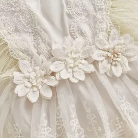 Бебешка Боди Рокля с Пера Beige Flowers Бебешка Боди Рокля с Пера Beige Flowers