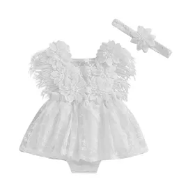 Боди Рокля с Пера White Flowers Боди Рокля с Пера White Flowers