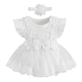 Памучна Бебешка  Боди - Рокля Sofi - White Памучна Бебешка  Боди - Рокля Sofi - White
