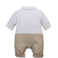 Бебешки Бежов Ромпър За Момче Little Boy 