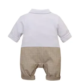 Бебешки Бежов Ромпър За Момче Little Boy 