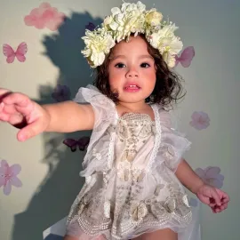 Бебешка  Боди - Рокля 3D Butterflies - Beige Бебешка  Боди - Рокля 3D Butterflies - Beige