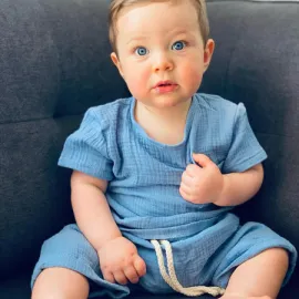 Муселинов Комплект за момче Boston - Светло Син 