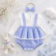 Бебешки памучно боди Bluebell с панделка за глава
