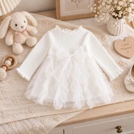 Бяла бебешка рокля White Lily с пандела