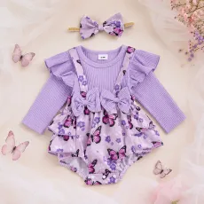 Памучно боди с лента Spring Butterflies – бебешки комплект с пеперуди