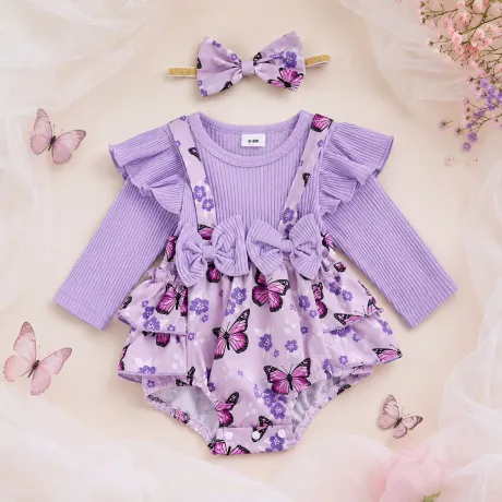 Памучно боди с лента Spring Butterflies – бебешки комплект с пеперуди