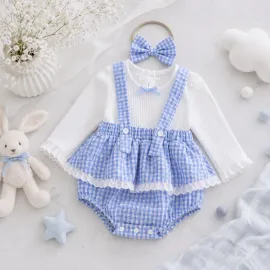 Бебешки памучно боди Bluebell с панделка за глава