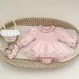 Розова бебешка боди-рокля с тюлена пола и обемни ръкави Amelia Rose