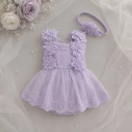 Бебешко боди с 3D цветя и дантела Sofi Summer Purple