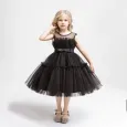 Официална детска рокля с многопластов тюл в черен цвят Miss Black