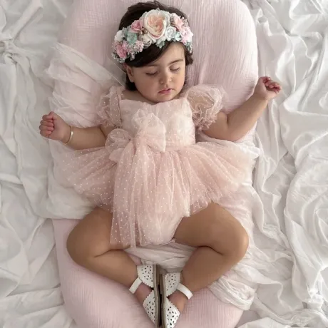 Бебешка боди рокля с тюл в цвят сьомга Peach Бебешка боди рокля с тюл в цвят сьомга Peach
