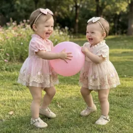 Бебешка боди рокля Preya с тюл и лента за глава