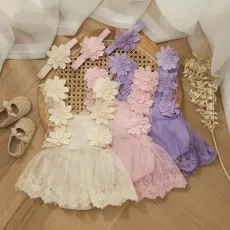 Бебешко боди с 3D цветя и дантела Sofi Summer Purple