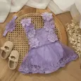 Бебешко боди с 3D цветя и дантела Sofi Summer Purple