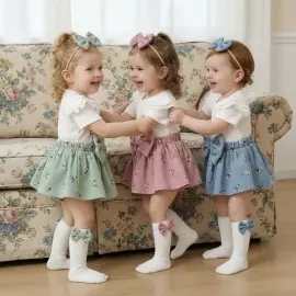 Бебешки комплект 3 в 1 с боди-рокля, панделка и чорапки  Spring Rosses