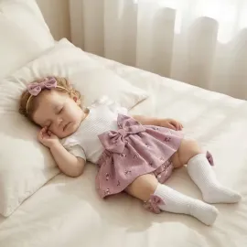 Бебешки комплект 3 в 1 с боди-рокля, панделка и чорапки  Spring Rosses