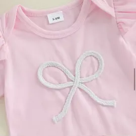 Бебешки розов комплект 4 в 1 – боди, пола-панталонки, чорапи и лента